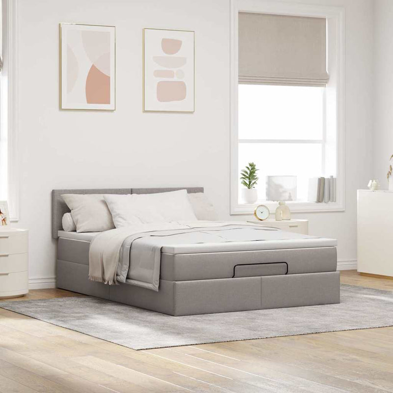 vidaXL Ottomán ágy matraccal & LED-ek Taupe 140x190 cm anyaggal