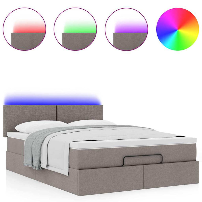 vidaXL Ottomán ágy matraccal & LED-ek Taupe 140x190 cm anyaggal