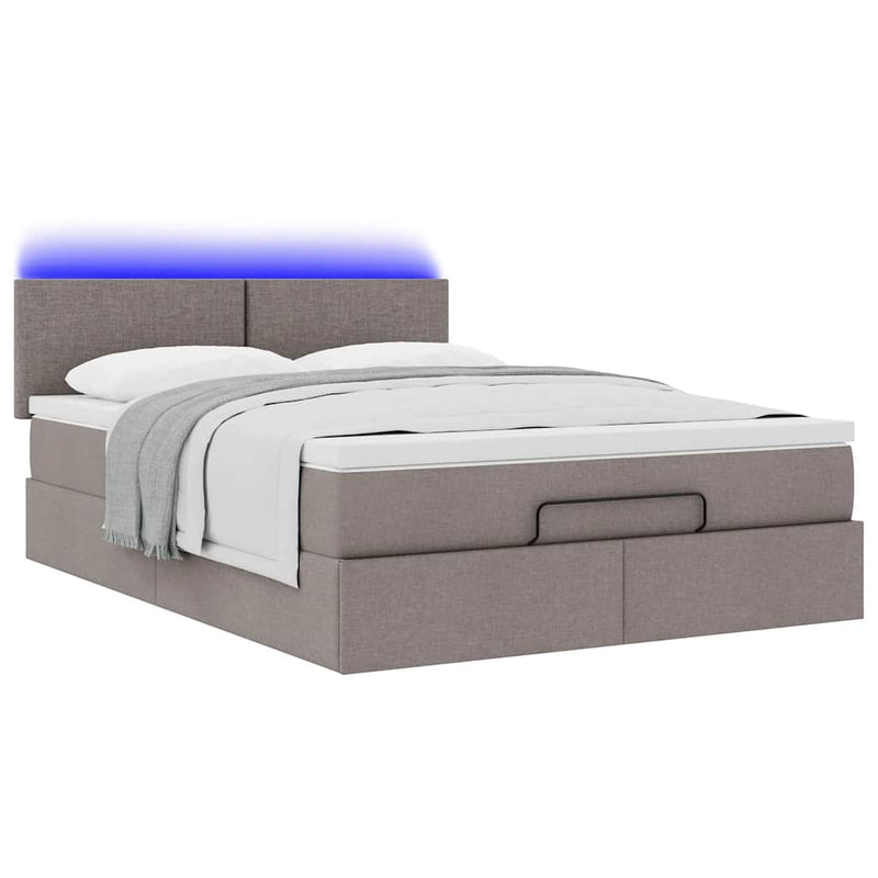 vidaXL Ottomán ágy matraccal & LED-ek Taupe 140x190 cm anyaggal