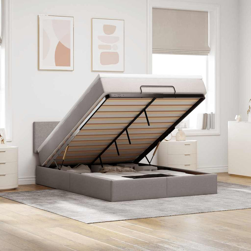 vidaXL Ottomán ágy matraccal & LED-ek Taupe 140x190 cm anyaggal
