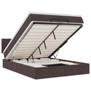 vidaXL Ottomán ágykeret matraccal sötétbarna 140x200cm szövet