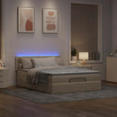 vidaXL Ottomán ágy matraccal & LED-ek krém 140x200 cm szövet