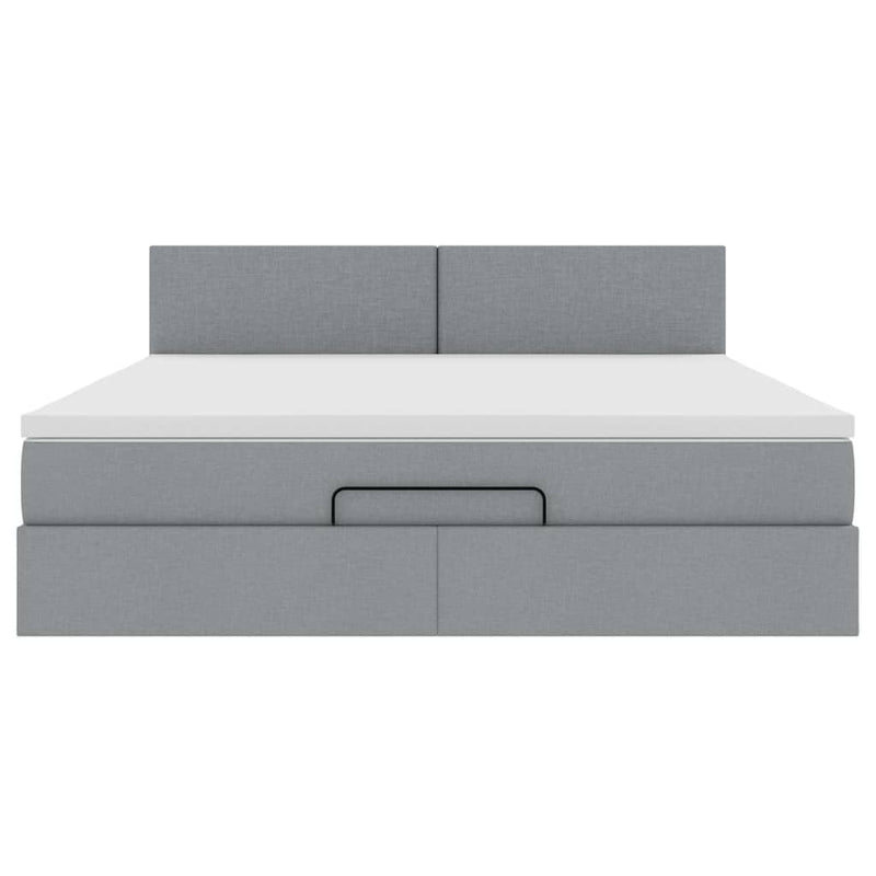 vidaXL Ottomán ágy matraccal világosszürke 160x200 cm szövet