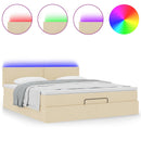 vidaXL Oszmán ágykeret matraccal krém 160x200cm szövet