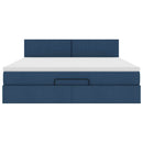 vidaXL Ottomán ágykeret matraccal kék 160x200cm szövet
