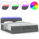 vidaXL sötétszürke szövet ottomán ágy matraccal & LED-ek 180x200cm