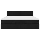 vidaXL fekete szövet ottomán ágy matraccal & LED-ek 180x200cm