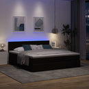 vidaXL sötétbarna szövet ottomán ágy matraccal & LED-ek 180x200cm