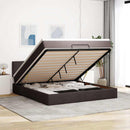 vidaXL sötétbarna szövet ottomán ágy matraccal & LED-ek 180x200cm