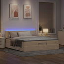 vidaXL krémszínű szövet ottomán ágy matraccal & LED-ek 180x200cm