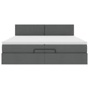 vidaXL Ottomán ágykeret matracokkal Sötét szürke 200x200cm szövet
