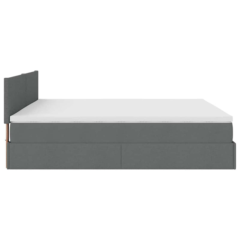 vidaXL Ottomán ágykeret matracokkal Sötét szürke 200x200cm szövet