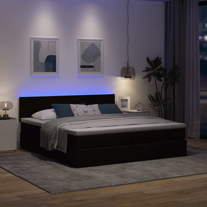 vidaXL Ottomán ágykeret matracokkal Sötétbarna 200x200cm szövet