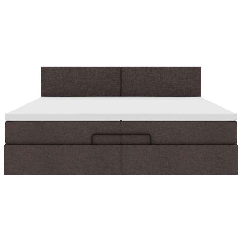 vidaXL Ottomán ágykeret matracokkal Sötétbarna 200x200cm szövet