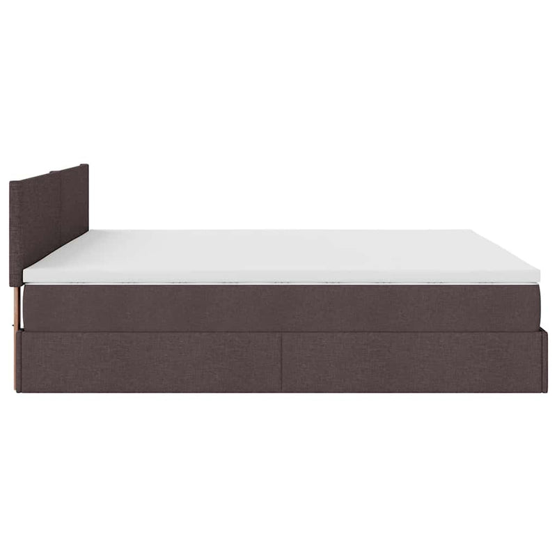 vidaXL Ottomán ágykeret matracokkal Sötétbarna 200x200cm szövet