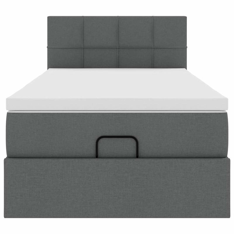 vidaXL sötétszürke szövet ottomán ágy matraccal & LED-ek 80x200cm