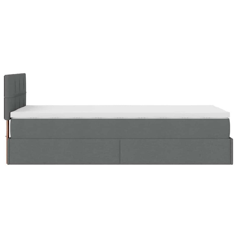 vidaXL sötétszürke szövet ottomán ágy matraccal & LED-ek 80x200cm