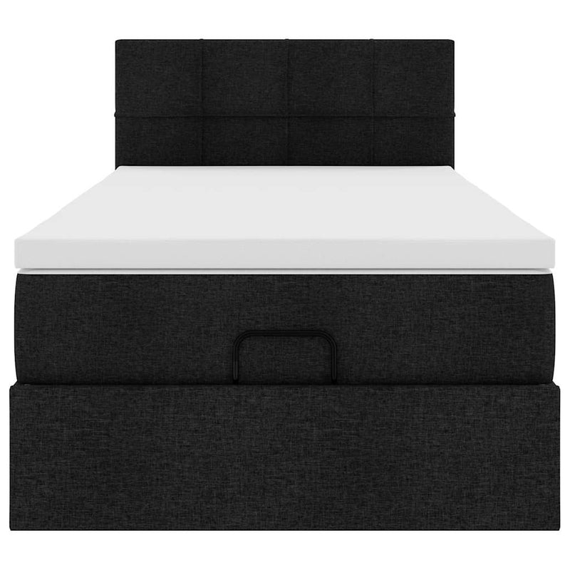 vidaXL fekete szövet ottomán ágy matraccal & LED-ek 80x200cm