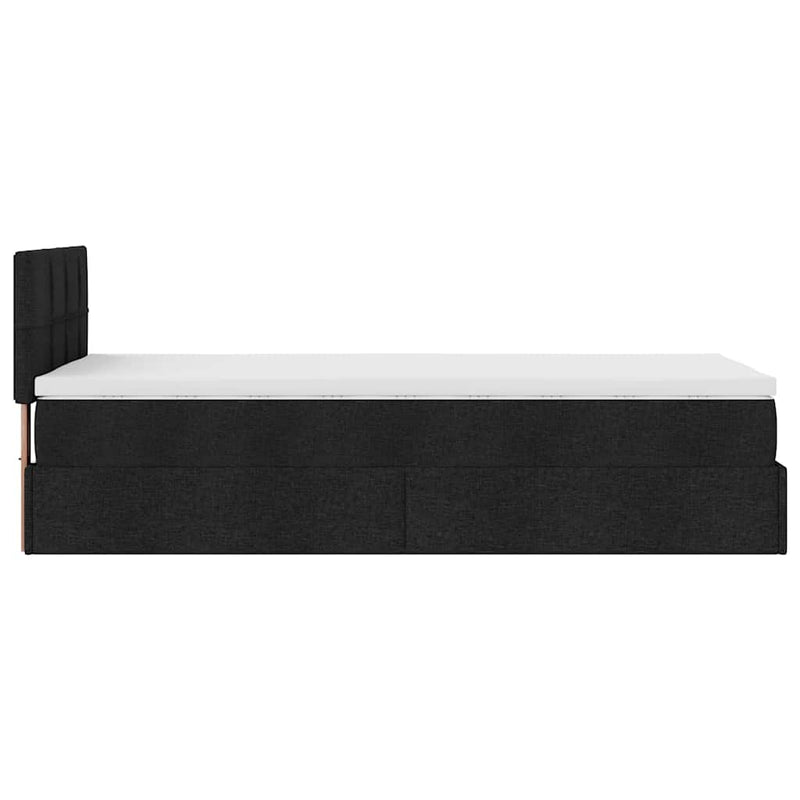 vidaXL fekete szövet ottomán ágy matraccal & LED-ek 80x200cm