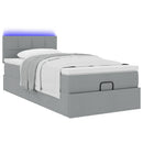 vidaXL világosszürke szövet ottomán ágy matraccal & LED-ek 90x200 cm