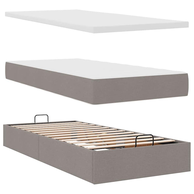 vidaXL tópszínű szövet ottomán ágy matraccal & LED-ek 90x200 cm