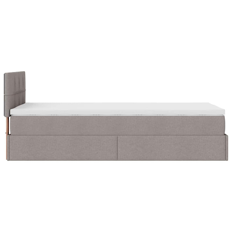vidaXL tópszínű szövet ottomán ágy matraccal & LED-ek 90x200 cm