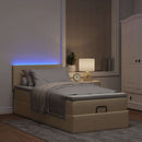 vidaXL krémszínű szövet ottomán ágy matraccal & LED-ek 90x200 cm