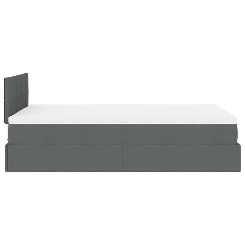 vidaXL sötétszürke szövet ottomán ágy matraccal & LED-ek 120x190 cm