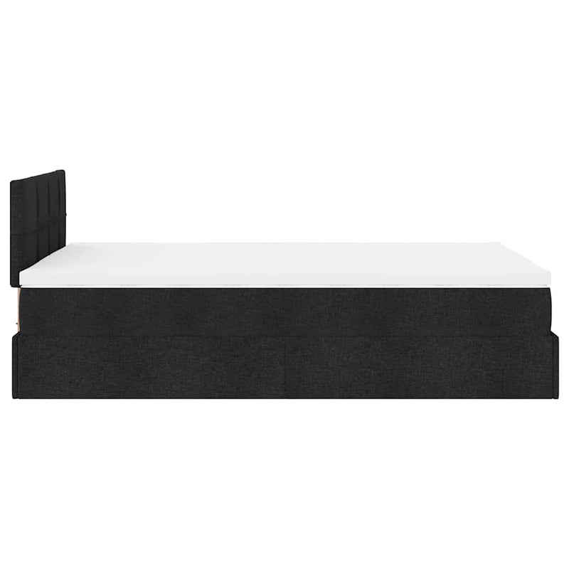 vidaXL fekete szövet ottomán ágy matraccal & LED-ek 120x190 cm