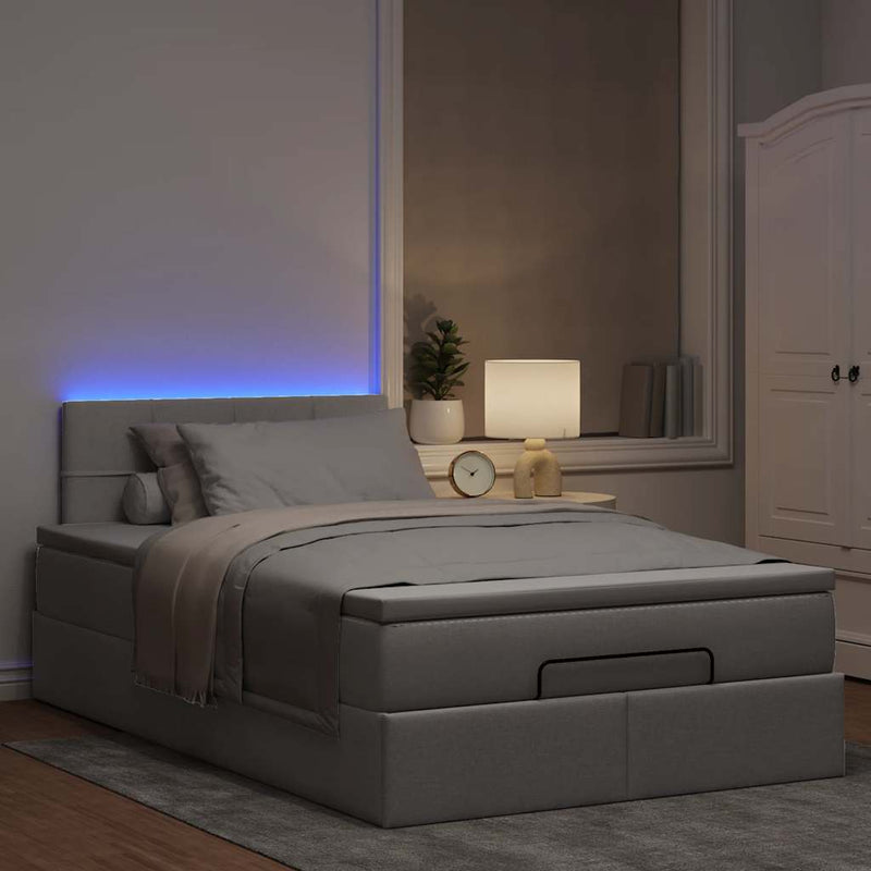 vidaXL tópszín szövet ottomán ágy matraccal & LED-ek 120x190cm