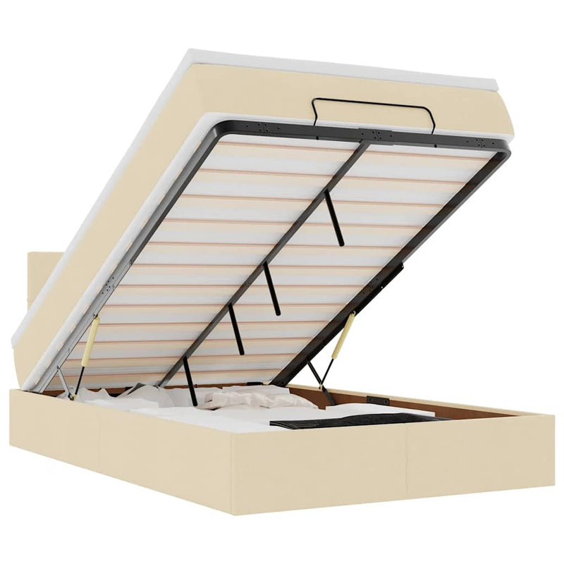 vidaXL krémszínű szövet ottomán ágy matraccal & LED-ek 120x190cm