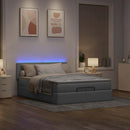 vidaXL Ottomán ágy matraccal & LED-ek Világosszürke 140x190 cm szövet