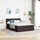vidaXL Ottomán ágy matraccal & LED-ek Sötétbarna 140x190 cm szövet