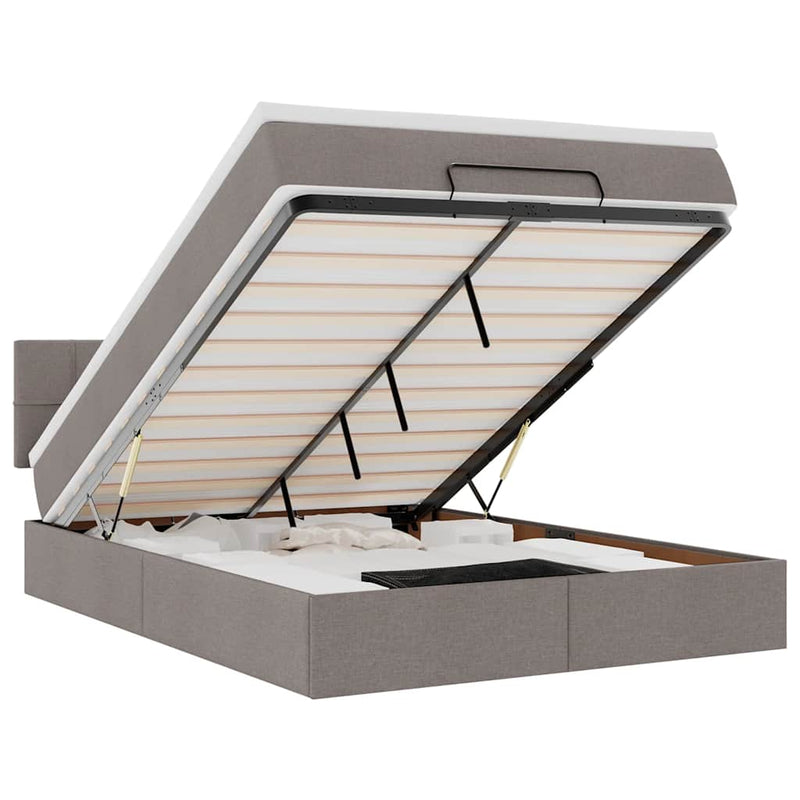 vidaXL Ottomán ágy matraccal & LED-ek Taupe 140x190 cm anyaggal
