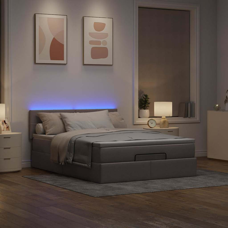 vidaXL Ottomán ágy matraccal & LED-ek Taupe 140x190 cm anyaggal