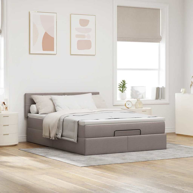 vidaXL Ottomán ágy matraccal & LED-ek Taupe 140x190 cm anyaggal