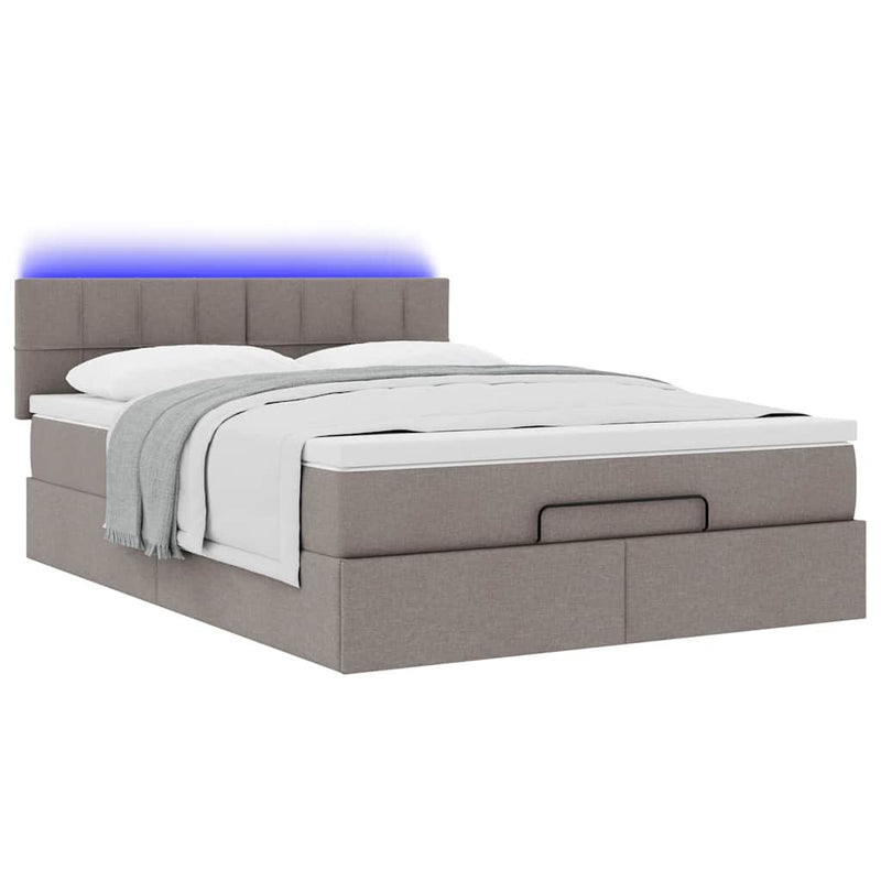 vidaXL Ottomán ágy matraccal & LED-ek Taupe 140x190 cm anyaggal