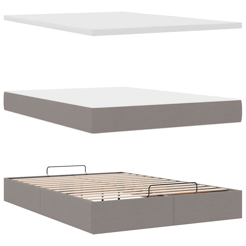 vidaXL Ottomán ágy matraccal & LED-ek Taupe 140x190 cm anyaggal