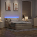 vidaXL Ottomán ágy matraccal & LED-ek krém 140x190 cm szövet