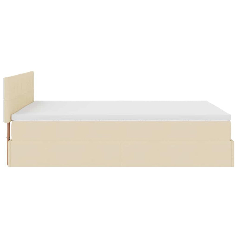 vidaXL Ottomán ágy matraccal & LED-ek krém 140x190 cm szövet