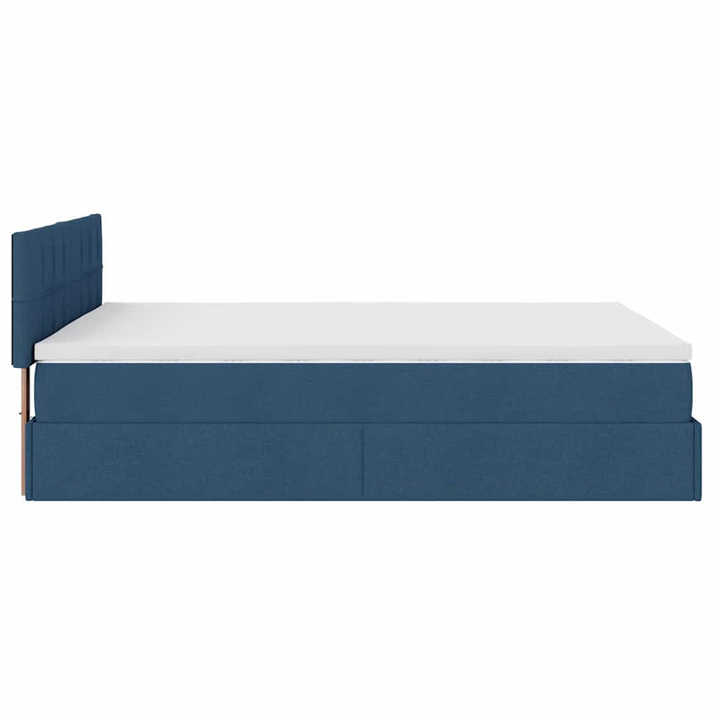 vidaXL Ottomán ágy matraccal & LED kék 140x190 cm szövet