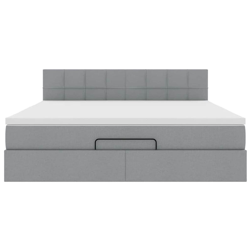 vidaXL Ottomán ágy matraccal világosszürke 160x200 cm szövet