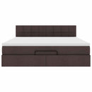 vidaXL Oszmán ágykeret matraccal sötétbarna 160x200cm szövet