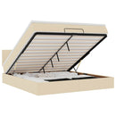 vidaXL Oszmán ágykeret matraccal krém 160x200cm szövet