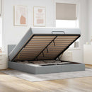 vidaXL sötétszürke szövet ottomán ágy matraccal & LED-ek 180x200cm
