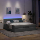 vidaXL sötétszürke szövet ottomán ágy matraccal & LED-ek 180x200cm