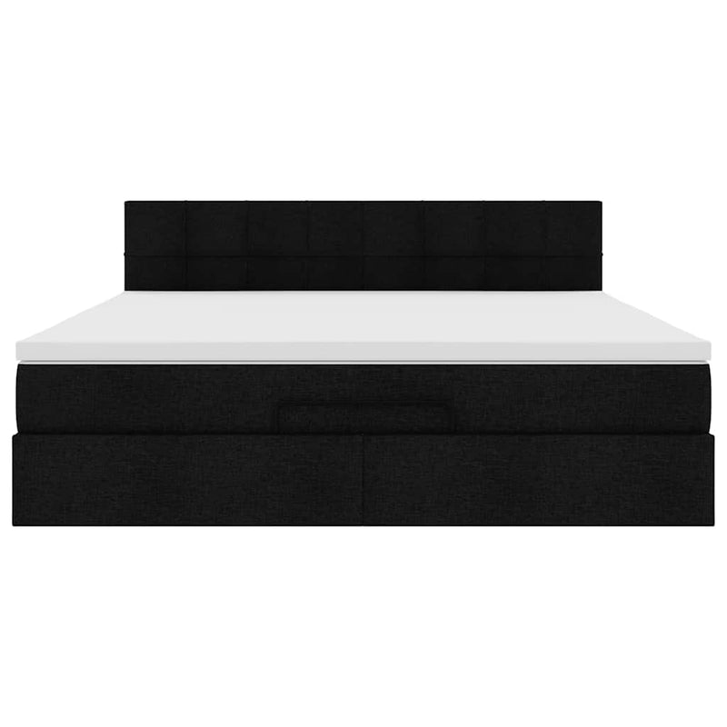 vidaXL fekete szövet ottomán ágy matraccal & LED-ek 180x200cm