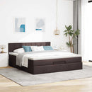 vidaXL sötétbarna szövet ottomán ágy matraccal & LED-ek 180x200cm