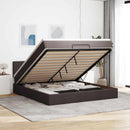 vidaXL sötétbarna szövet ottomán ágy matraccal & LED-ek 180x200cm