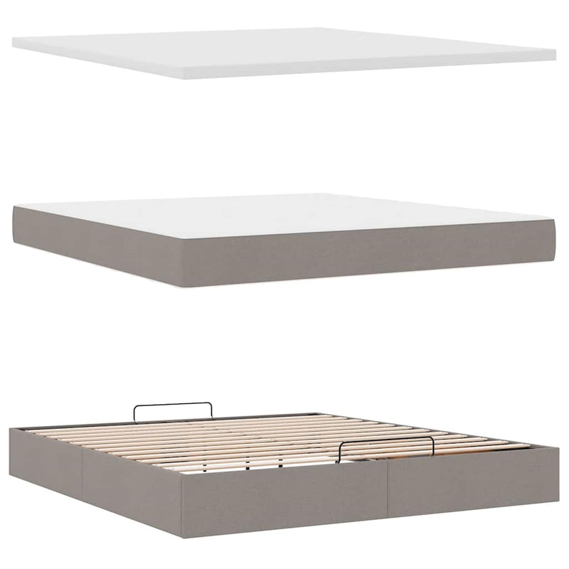 vidaXL tópszínű szövet ottomán ágy matraccal & LED-ek 180x200cm